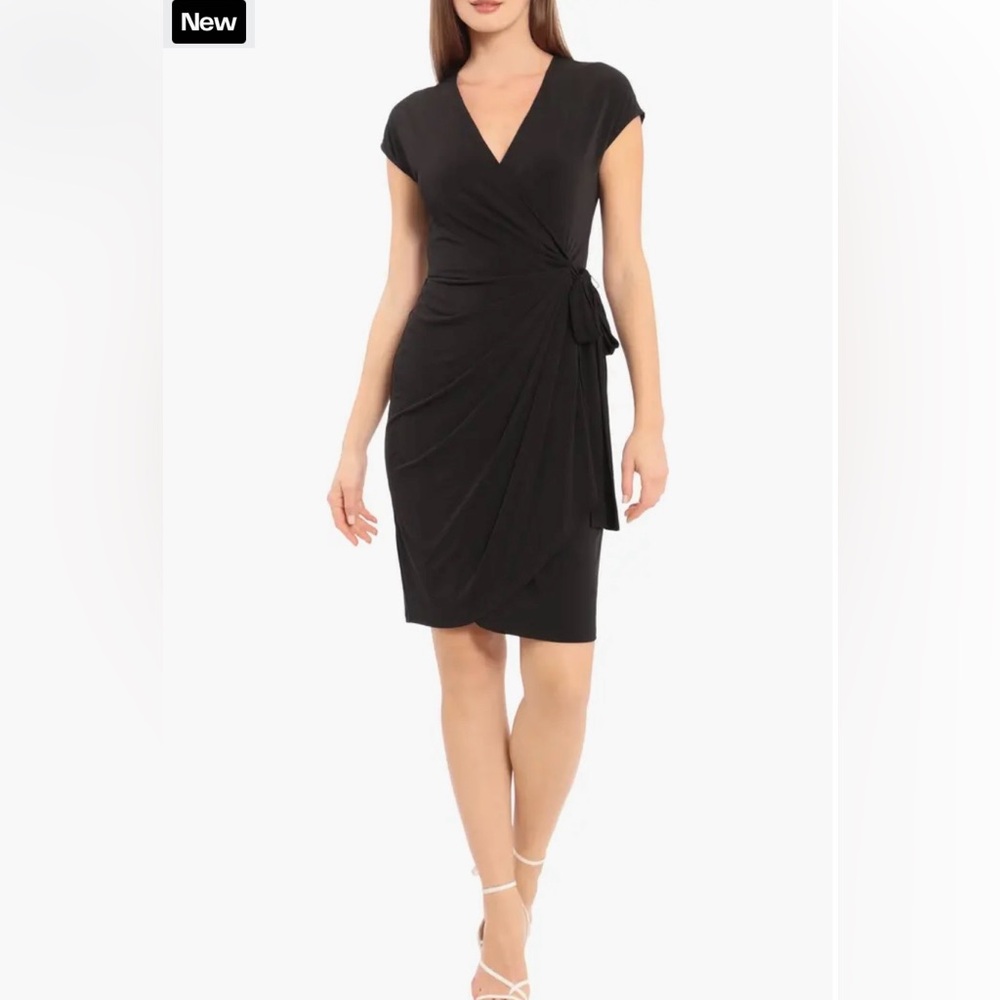 5 for $25! Maggy London black cap-sleeve wrap dress Size 4